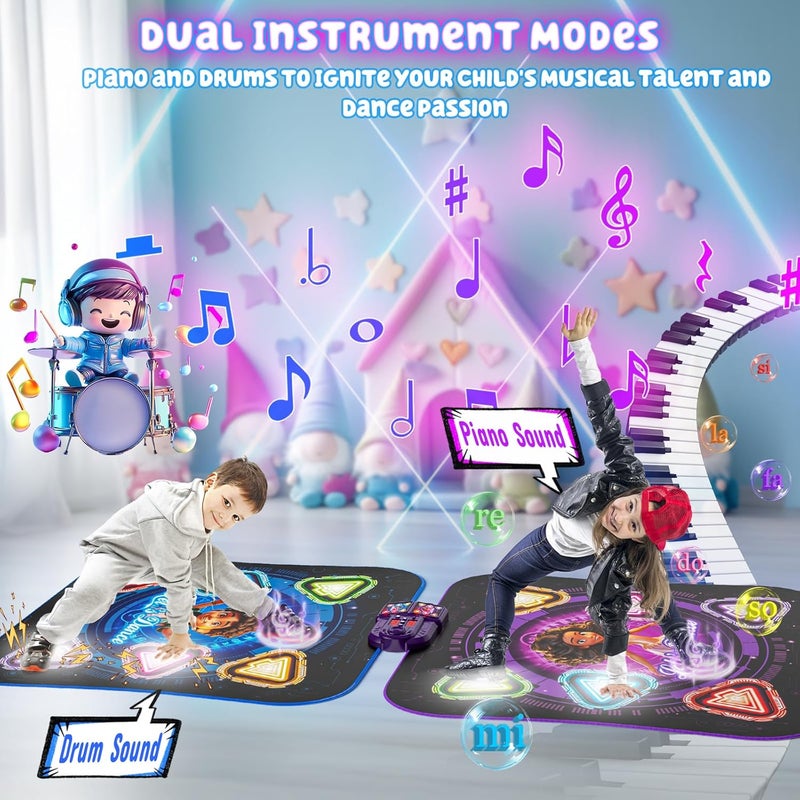 Surelect Store Dance Mat, 2025 Light Up 2-Player Opposing Dance Pad with Single & Double Player Modes, 12-Button Kids Music Toys with Bluetooth, Birthday for 3-12 Year Old Boys Girls - Image 3